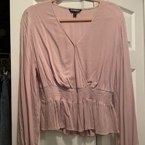Express pink smock waist peplum top